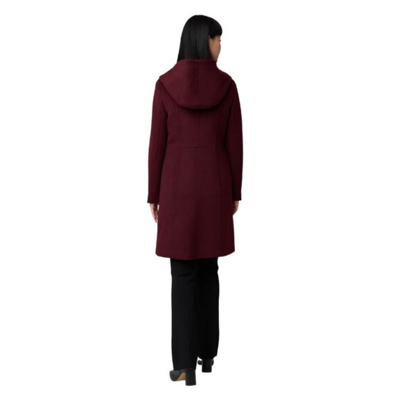 Soia & Kyo Cara Hooded Wool Blend Coat in Merlot - Picture 2 of 10
